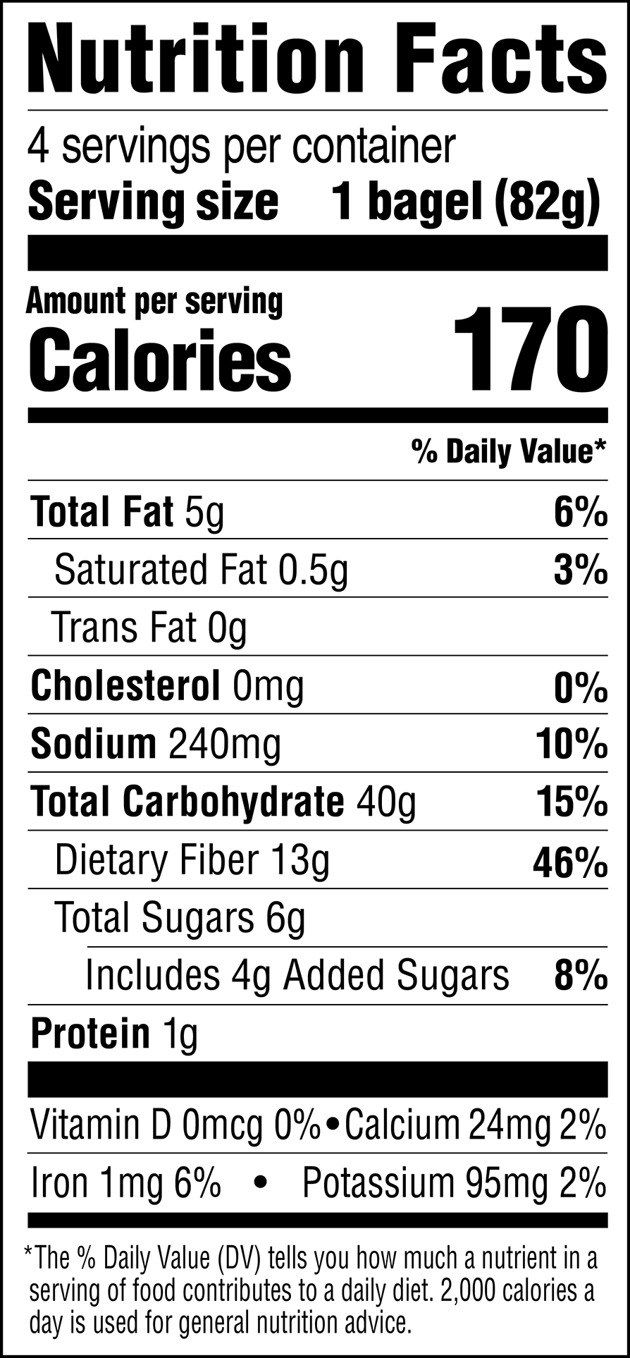 Nutrition Facts Cinnamon Raisin Bagels Usa