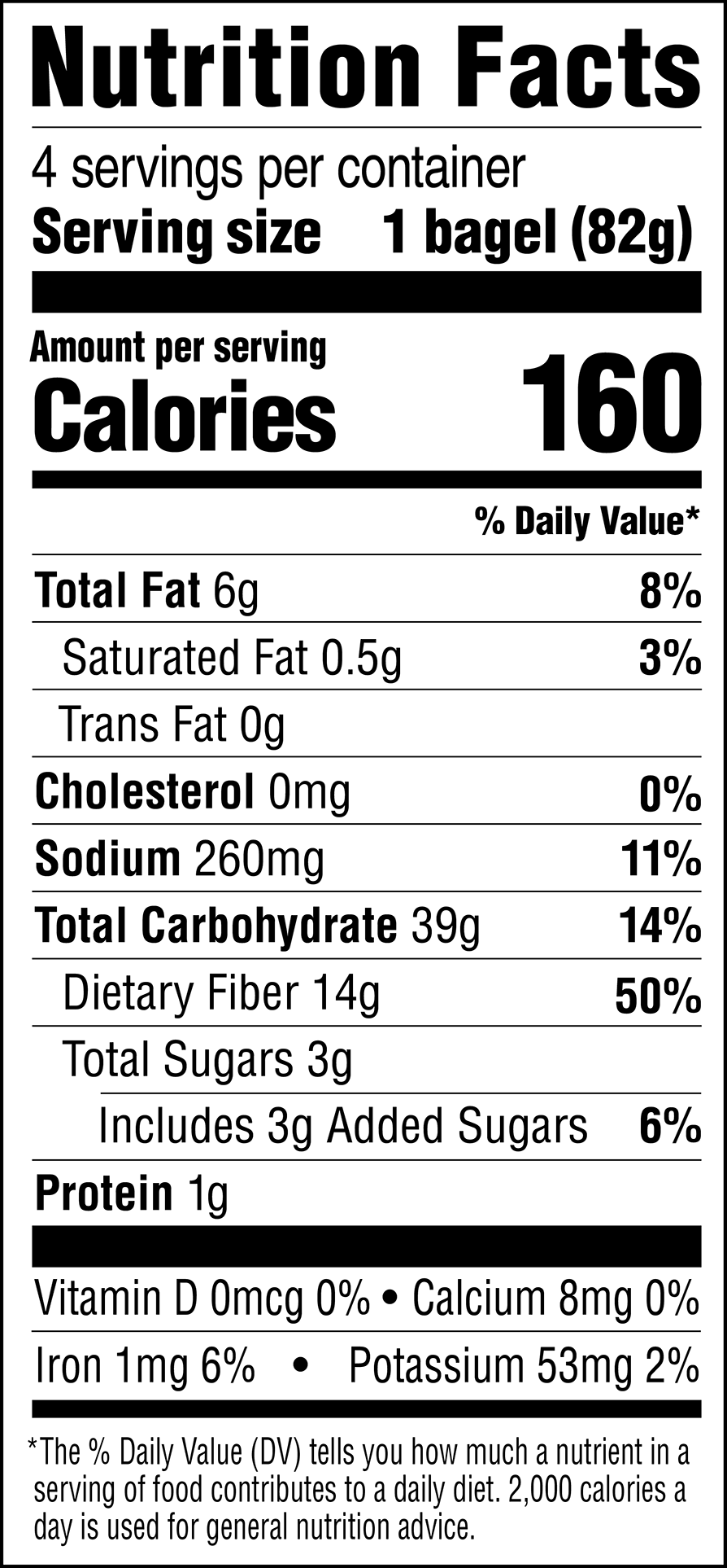 Nutrition Facts Plain Bagels Usa